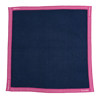Chanel Cashmere Silk Cotton Knit CC Scarf Blue Pink White 1 of 3