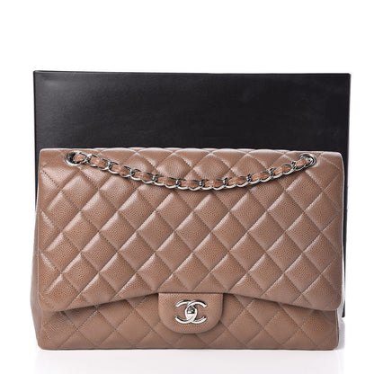 Chanel Caviar Quilted Maxi Single Flap Taupe 11 of 11