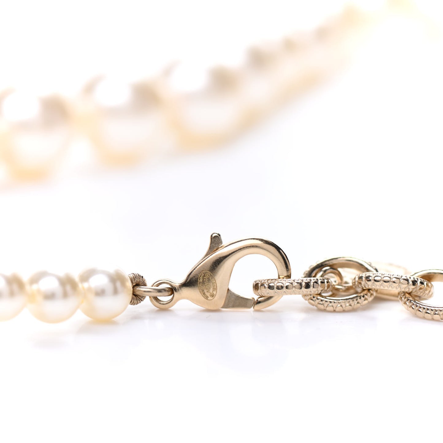 Pearl CC 100th Anniversary Necklace Light Gold