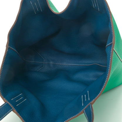 Hermes Taurillon Clemence Double Sens 36 Reversible Tote Menthe Bleu Thalassa 8 of 11