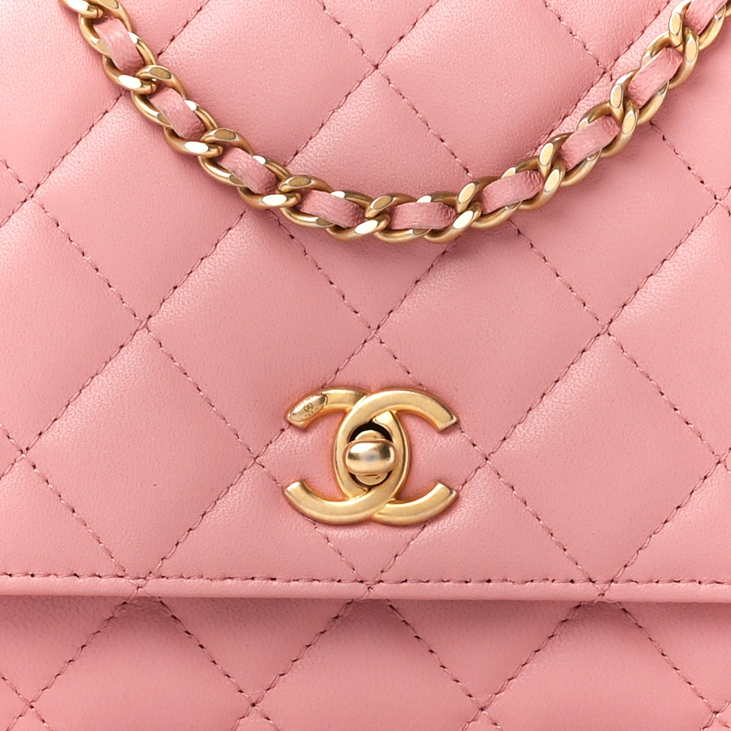 Chanel Lambskin Quilted CC Pearl Crush Wallet on Chain WOC Pink 12 of 15