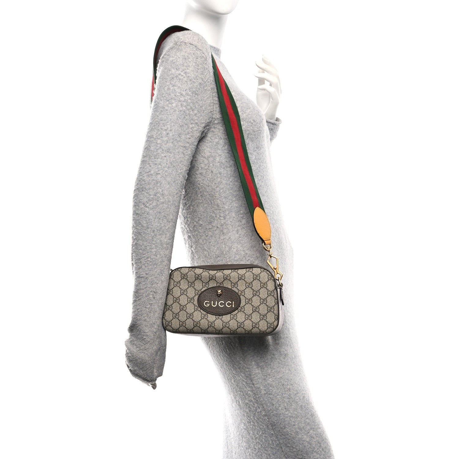 Gucci GG Supreme Monogram Web Neo Vintage Shoulder Bag Beige New Acero Crop 2 of 12