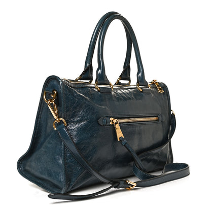 Miu Miu Vitello Shine Zip Tote Denim 3 of 12