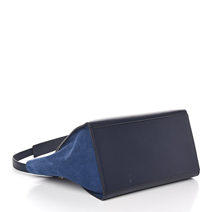 Celine Drummed Calfskin Suede Medium Trapeze Ocean Blue 4 of 9