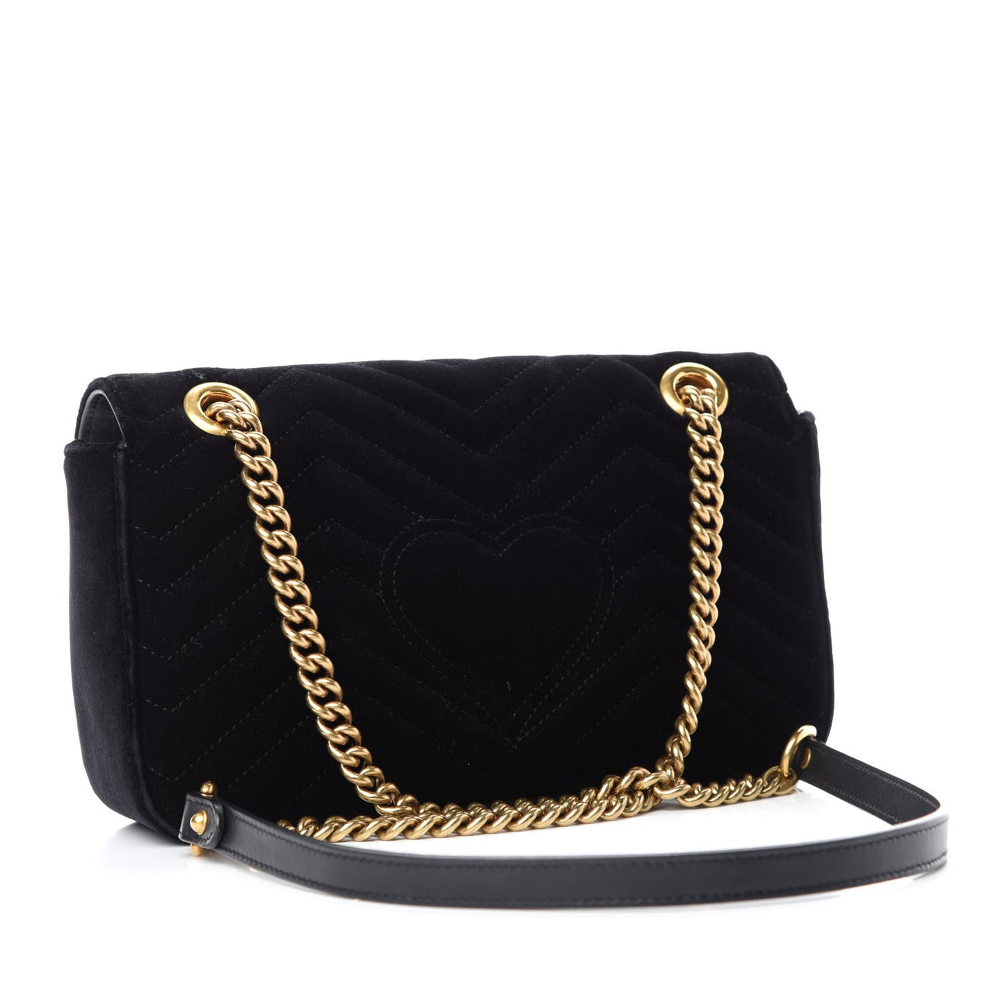 Velvet Matelasse Small GG Marmont Shoulder Bag Black
