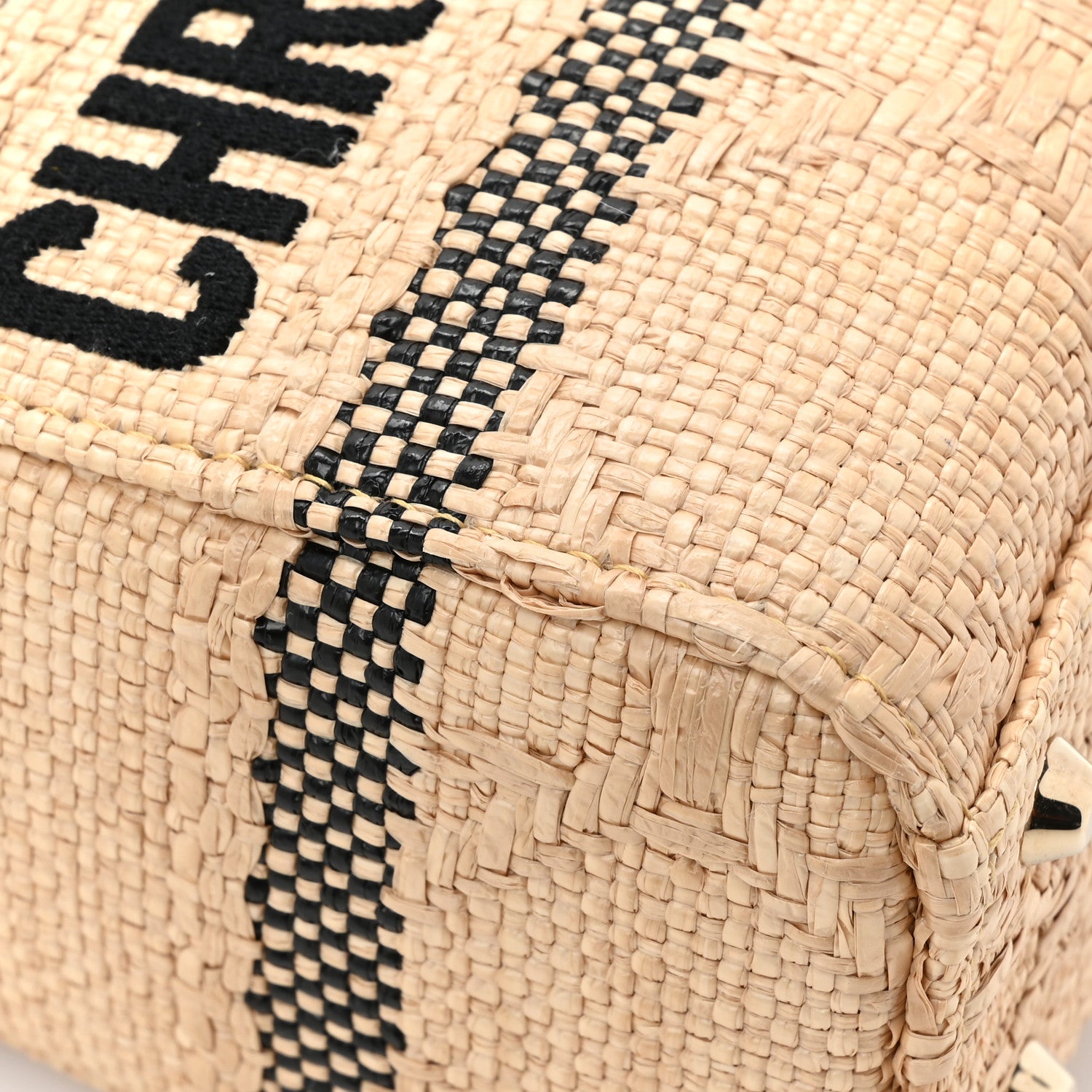 Christian Dior Raffia Woven Cannage Embroidered Mini Lady D-Lite Natural Black 10 of 10
