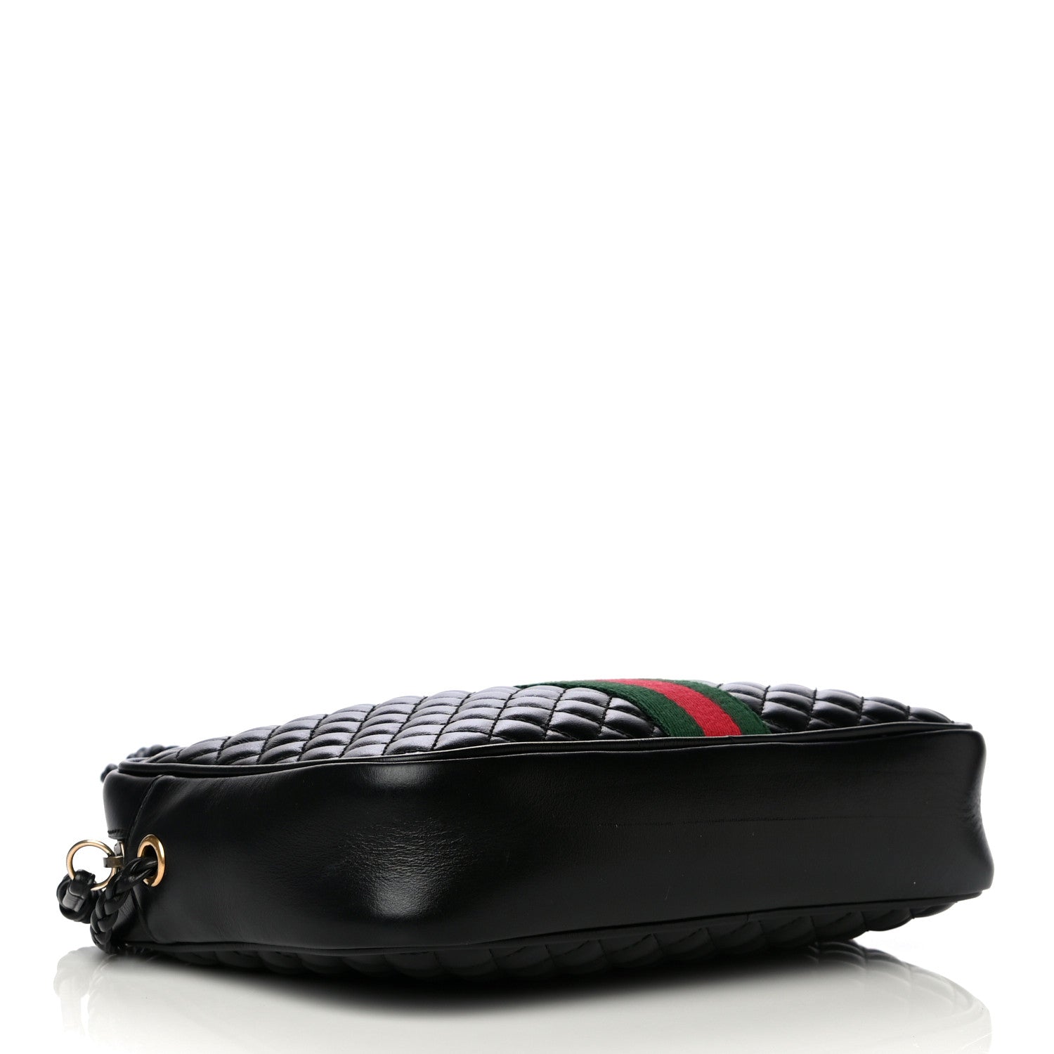 Gucci Calfskin Web Trapuntata Small GG Shoulder Bag Black 4 of 12
