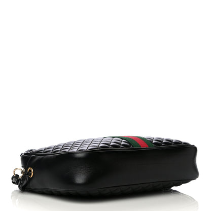 Gucci Calfskin Web Trapuntata Small GG Shoulder Bag Black 4 of 12