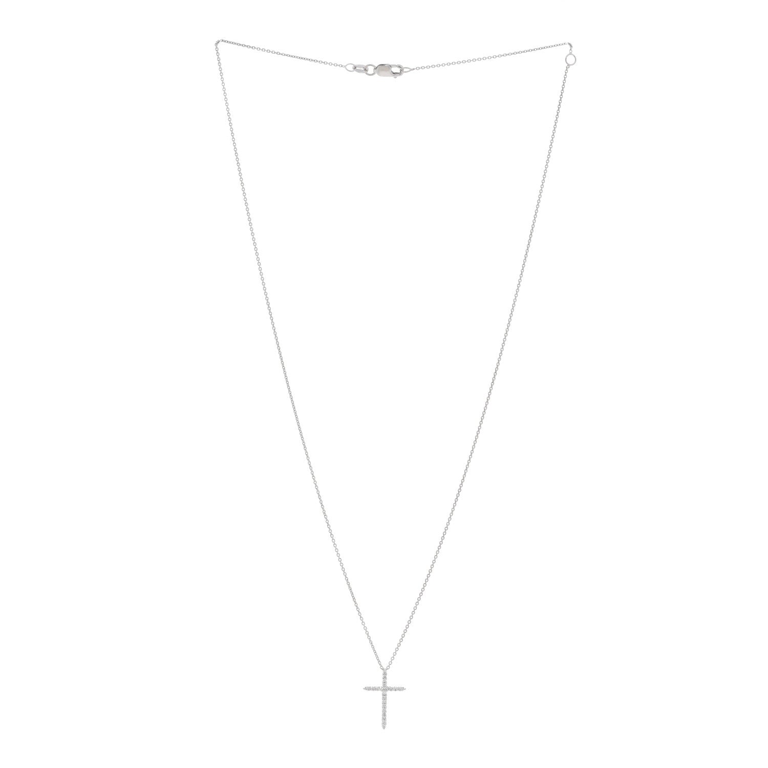 Roberto Coin 18K White Gold .10ctw Diamond Cross Pendant Necklace 2 of 6