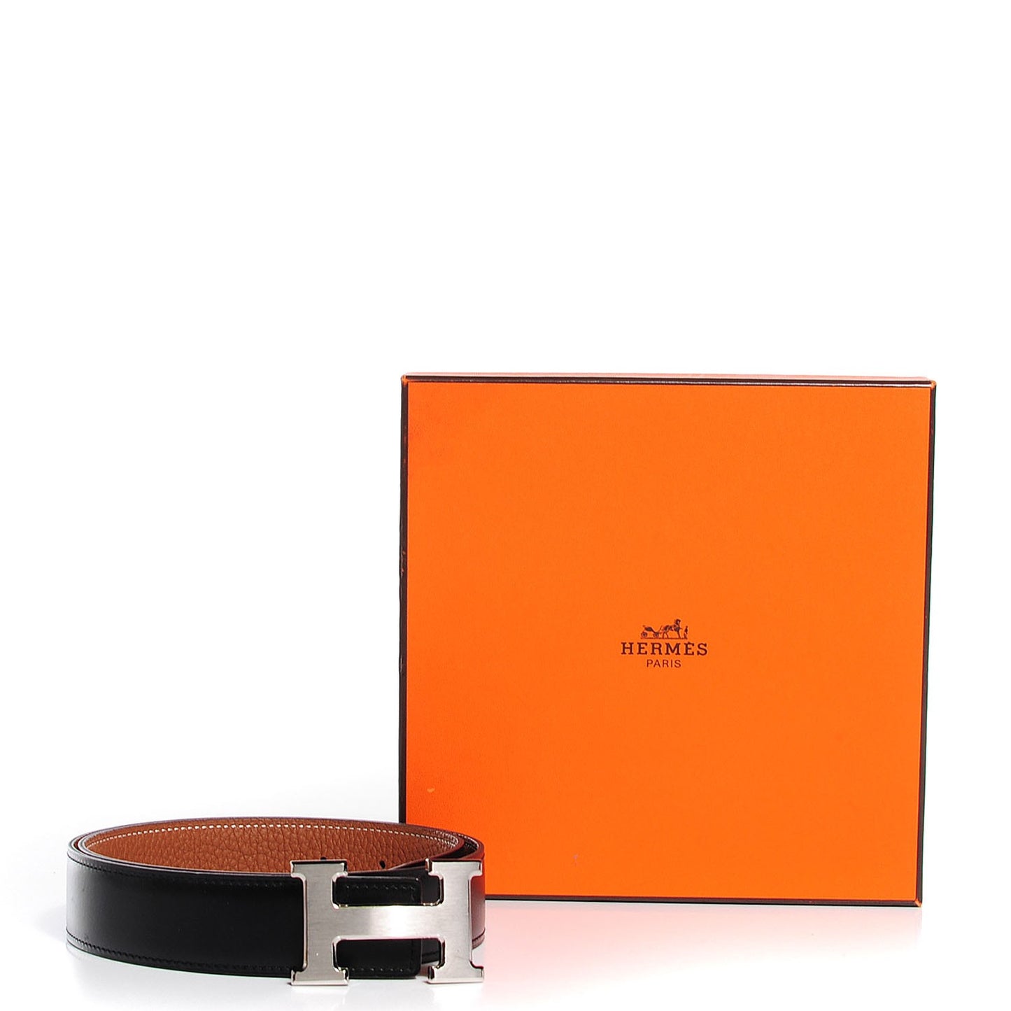 Veau Box Togo 32mm H Belt 75 Black Gold