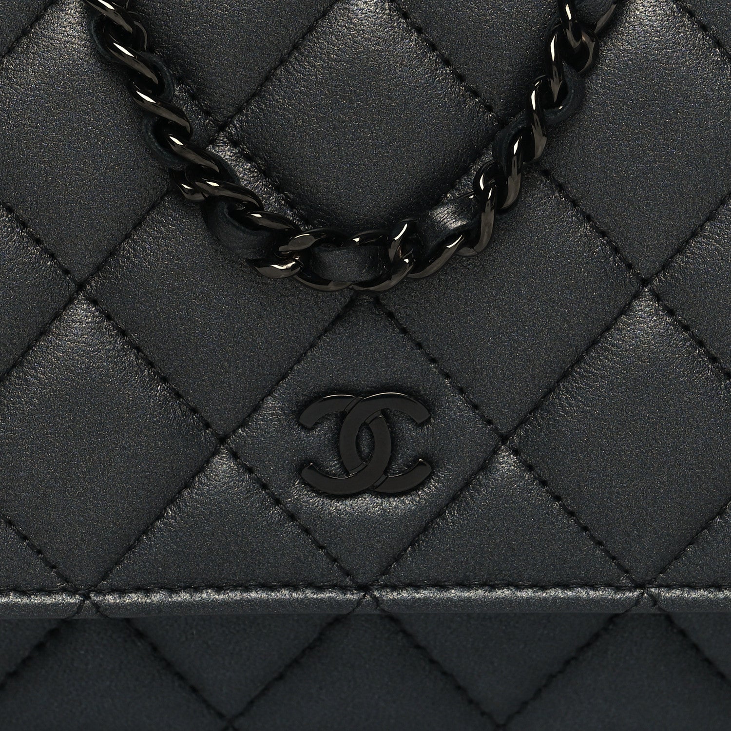 Chanel Lambskin Quilted Wallet On Chain WOC So Black 9 of 12