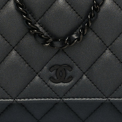 Chanel Lambskin Quilted Wallet On Chain WOC So Black 9 of 12