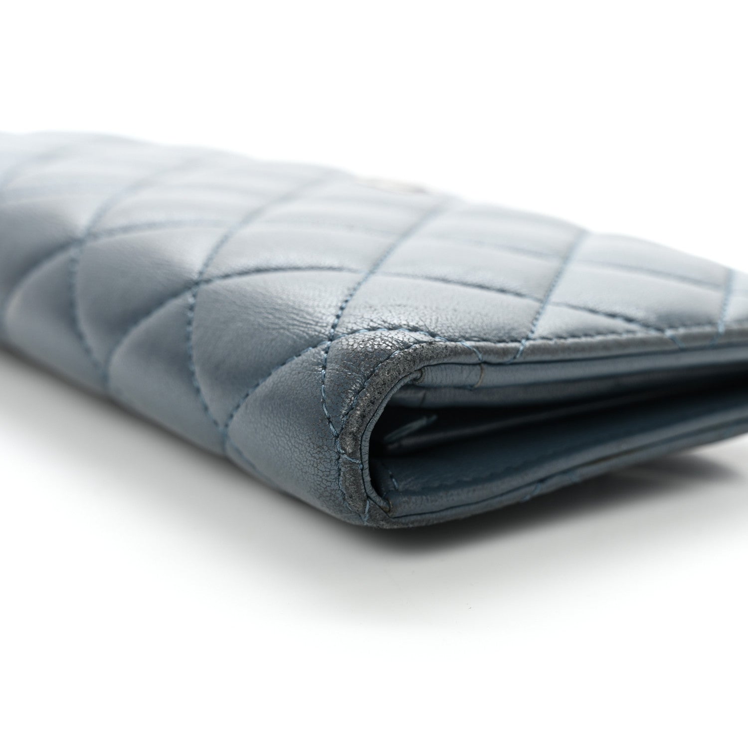 Chanel Lambskin Quilted Yen Wallet Blue 11 of 13
