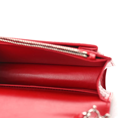 Saint Laurent Calfskin Crocodile Embossed Monogram Sunset Chain Wallet Rouge Eros 5 of 8