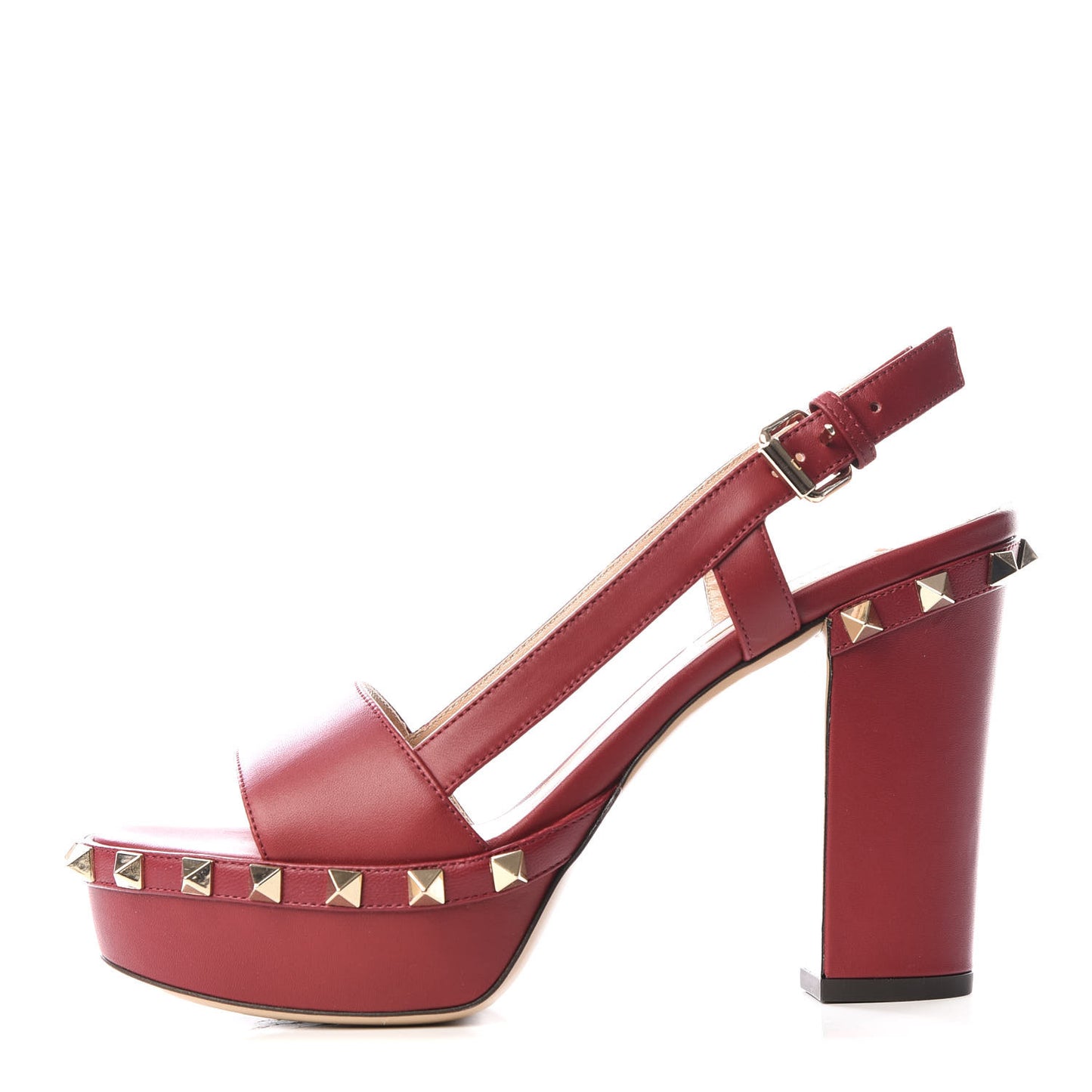 Nappa Rockstud Slingback 75/105mm Platform Sandals 36 Rubino
