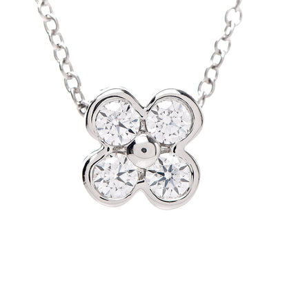 Tiffany Platinum Diamond .22ctw Flower Pendant Necklace 4 of 6