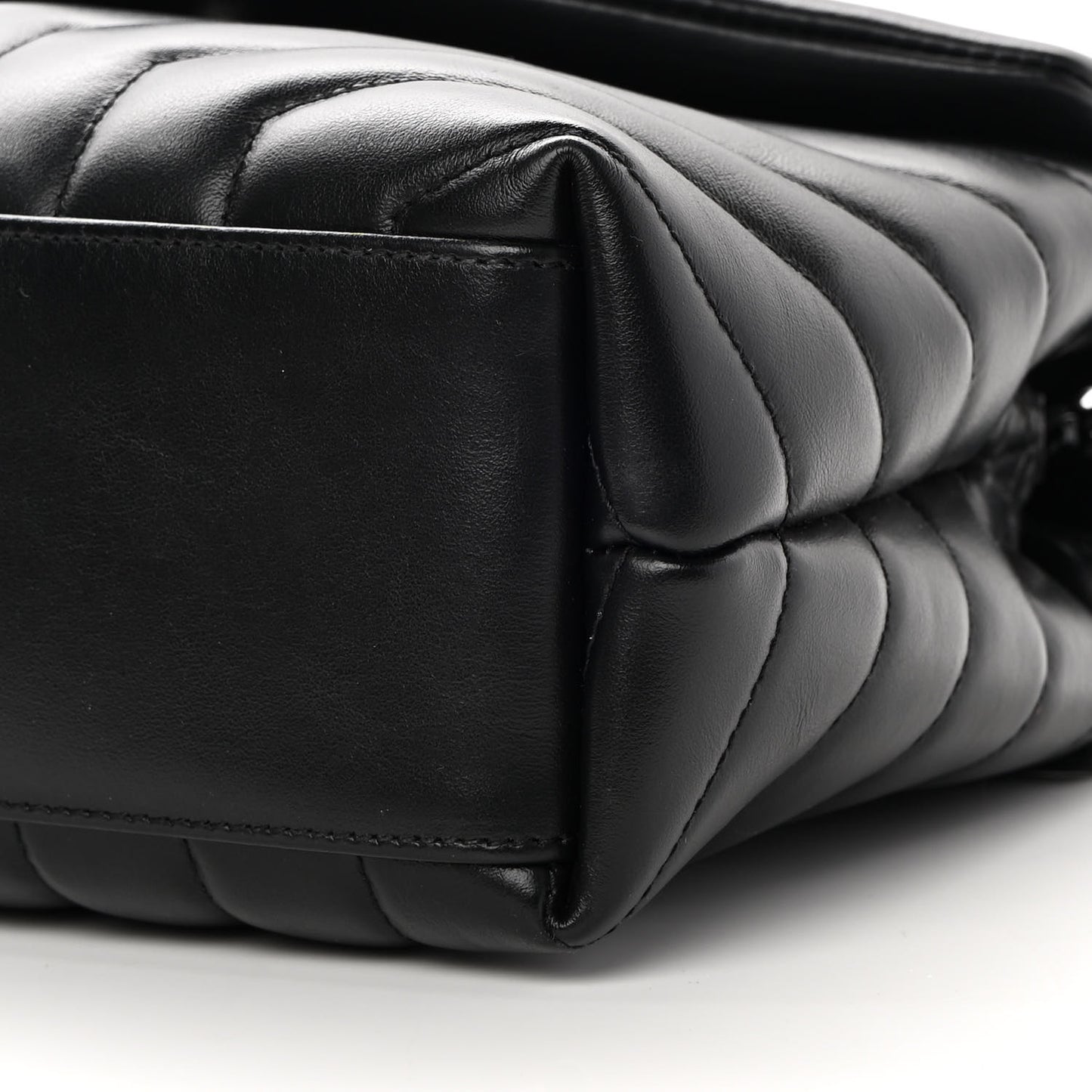 Calfskin Y Quilted Monogram Monochrome Small Loulou Chain Satchel Black