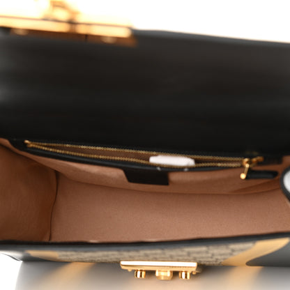 Gucci Calfskin GG Supreme Monogram Medium Padlock Shoulder Bag Black Gold 5 of 10