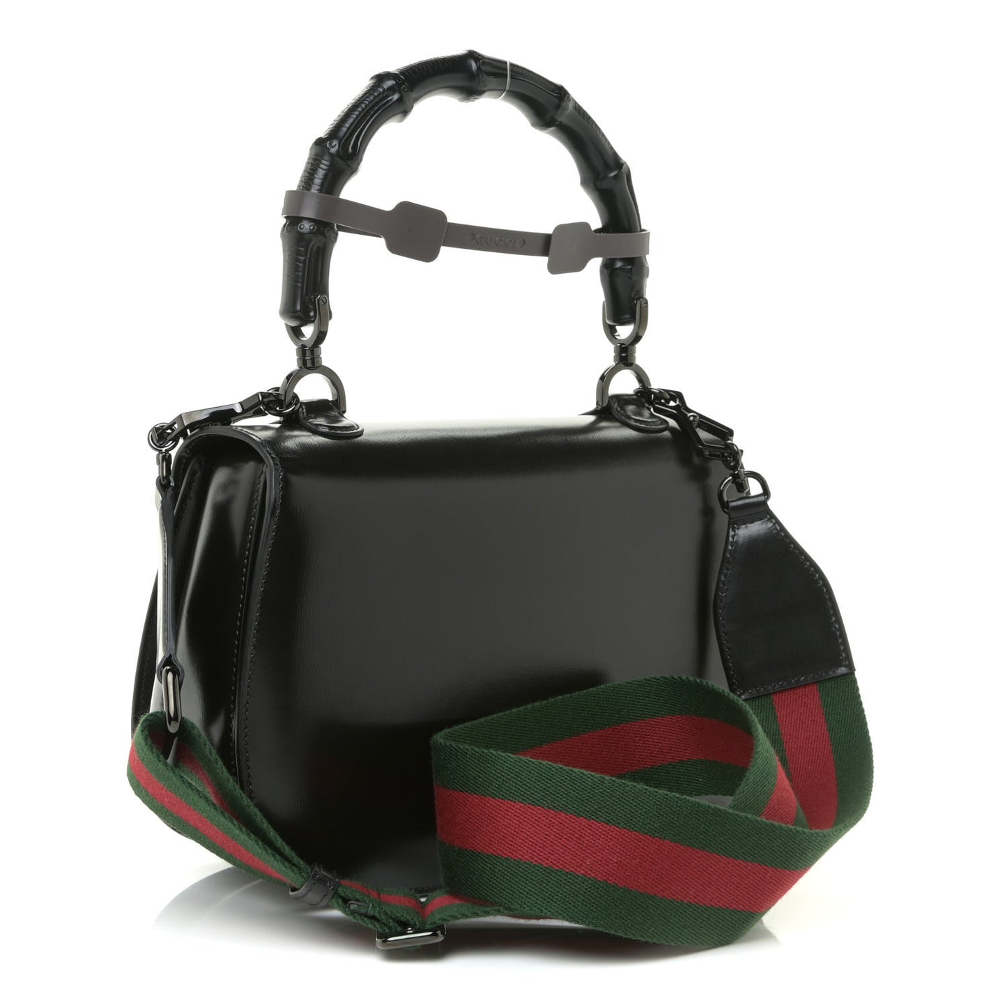 Boarded Dyana Lux Calfskin Web Monochrome Medium Bamboo 1947 Top Handle Bag Black