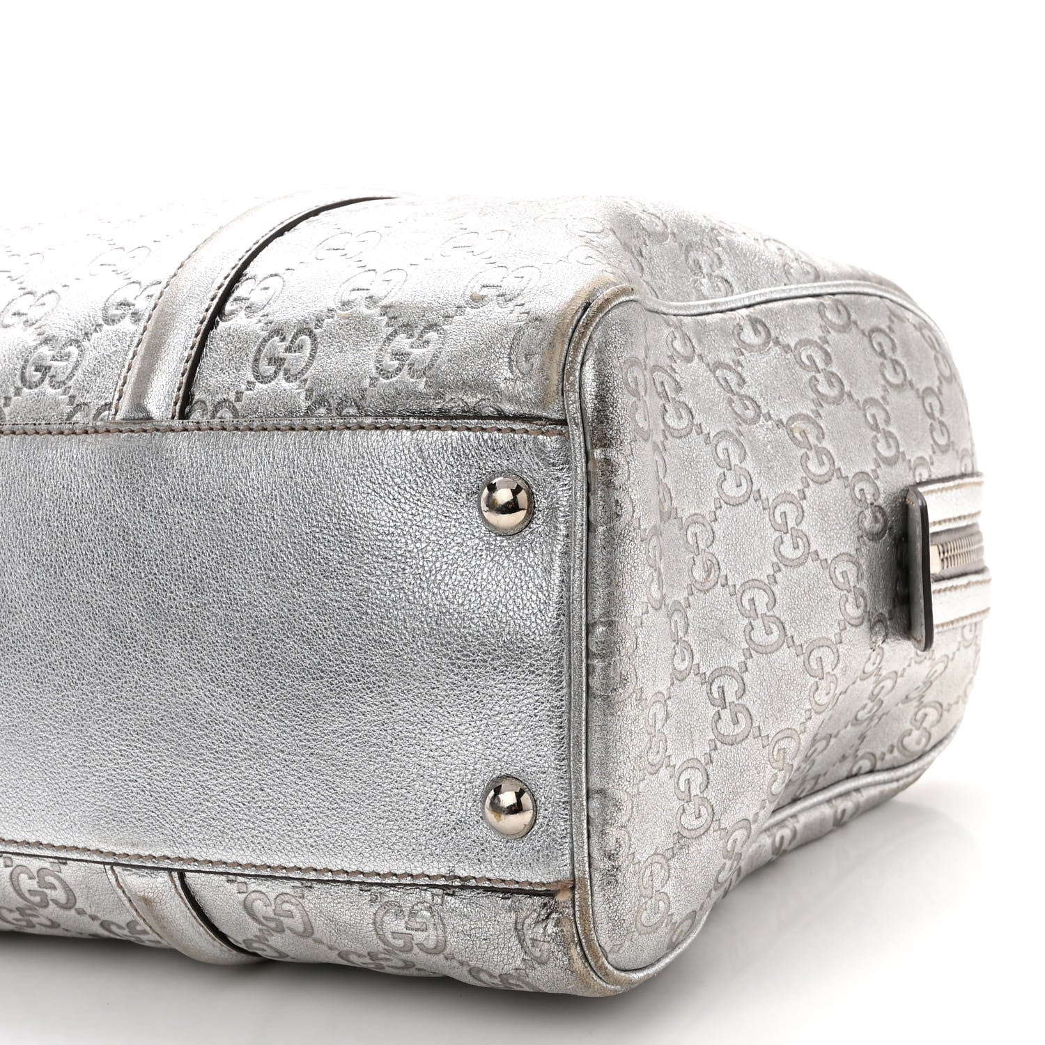 Gucci Metallic Guccissima Medium Britt Boston SIlver 10 of 14