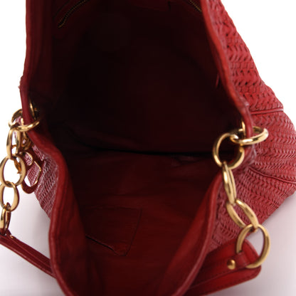 Christian Dior Lambskin Woven Dior Soft Hobo Rouge Moyen 5 of 13