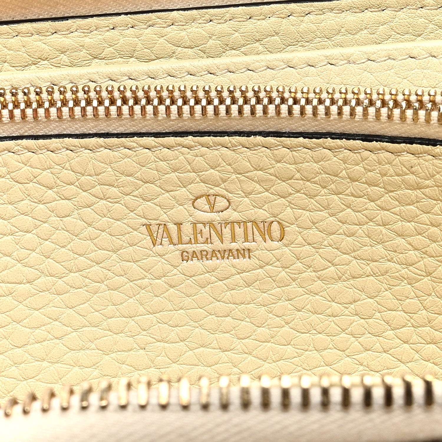 Valentino Garavani Pebbled Calfskin Rockstud Zip Around Wallet Ivory 6 of 7
