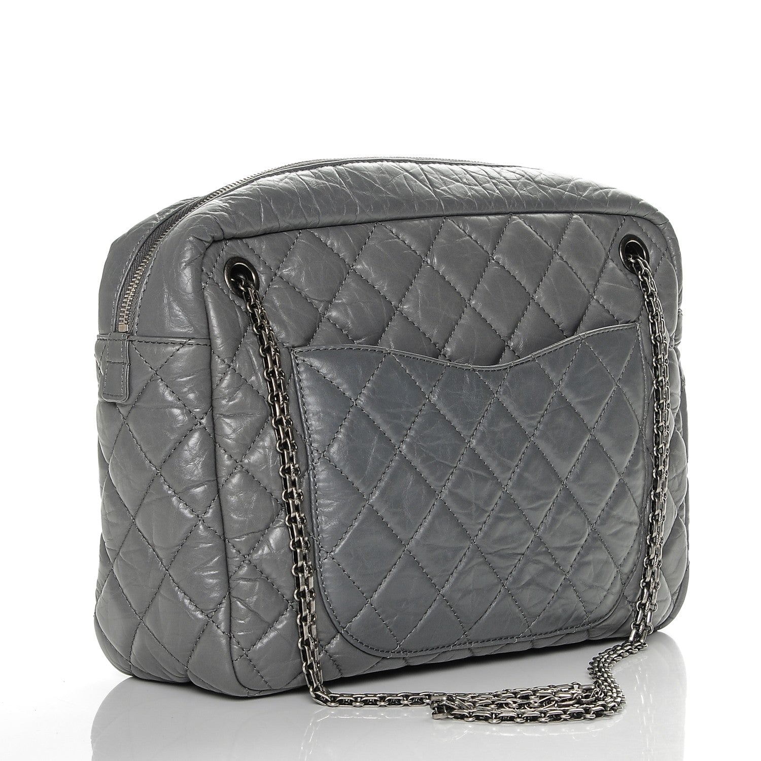 Chanel Aged Calfskin Quilted Large Reissue Camera Case Grey 3 of 7