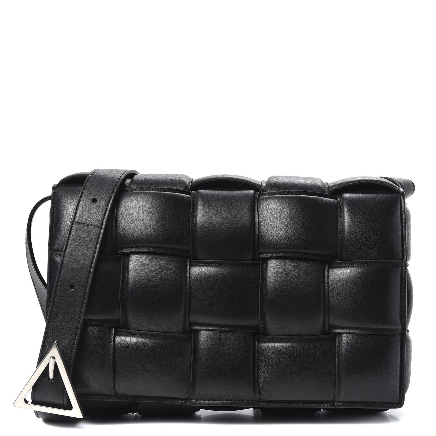 Nappa Maxi Intreccio Padded Cassette Crossbody Bag Black
