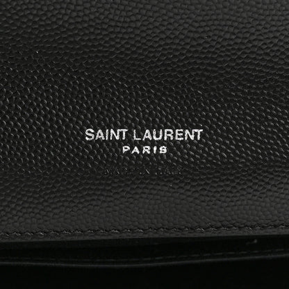 Saint Laurent Grain De Poudre Matelasse Chevron Monogram Envelope Clutch Black 6 of 8