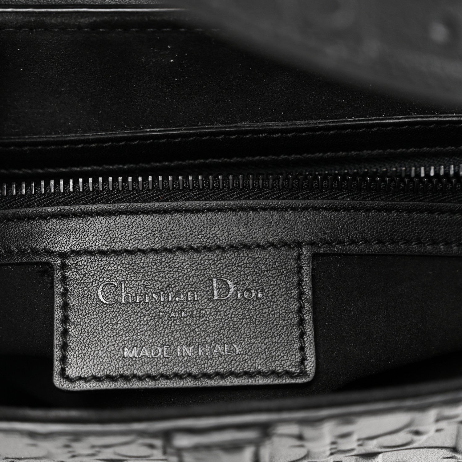 Christian Dior Calfskin Embossed Oblique Saddle Bag Black 6 of 10