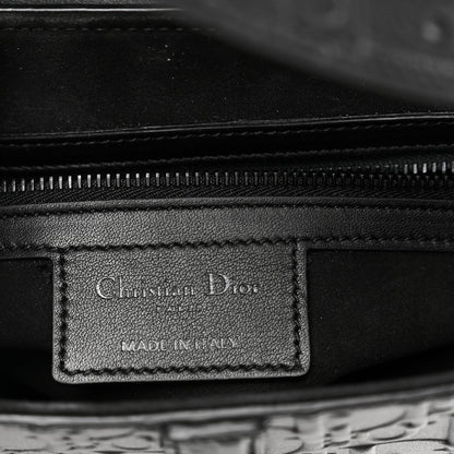 Christian Dior Calfskin Embossed Oblique Saddle Bag Black 6 of 10