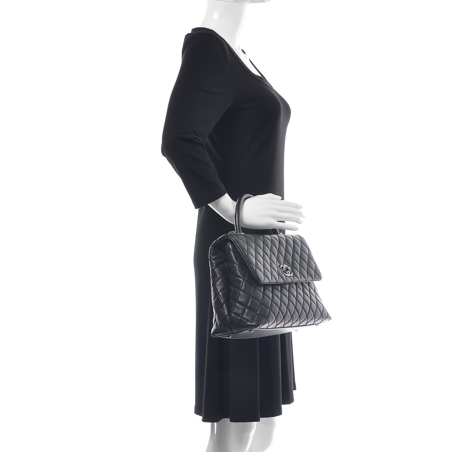 Chanel Caviar Quilted Medium Coco Handle Flap Black 3 of 9