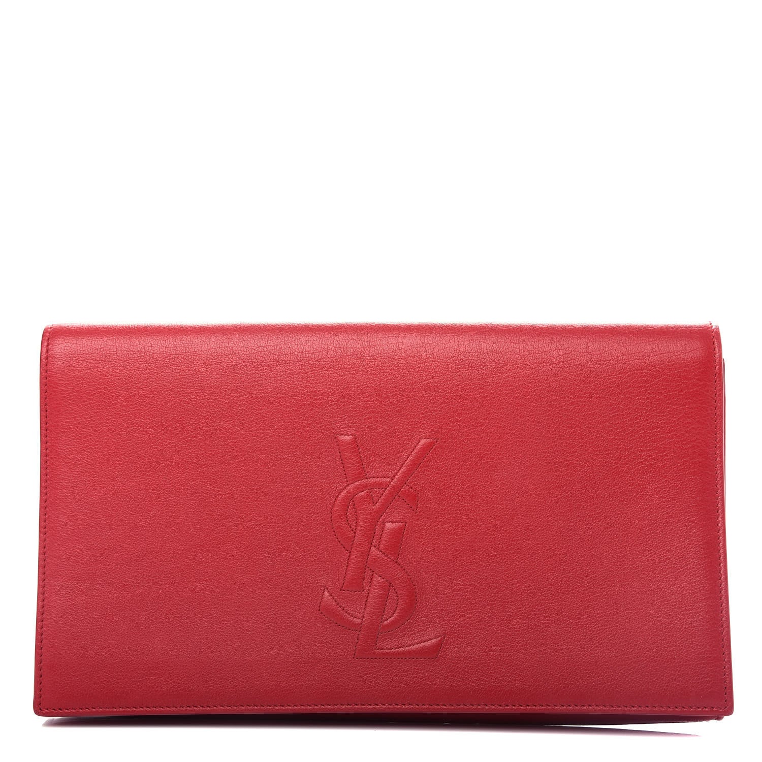 Saint Laurent Calfskin Monogram Large Belle De Jour Clutch Red 1 of 6