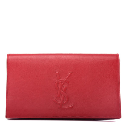 Saint Laurent Calfskin Monogram Large Belle De Jour Clutch Red 1 of 6