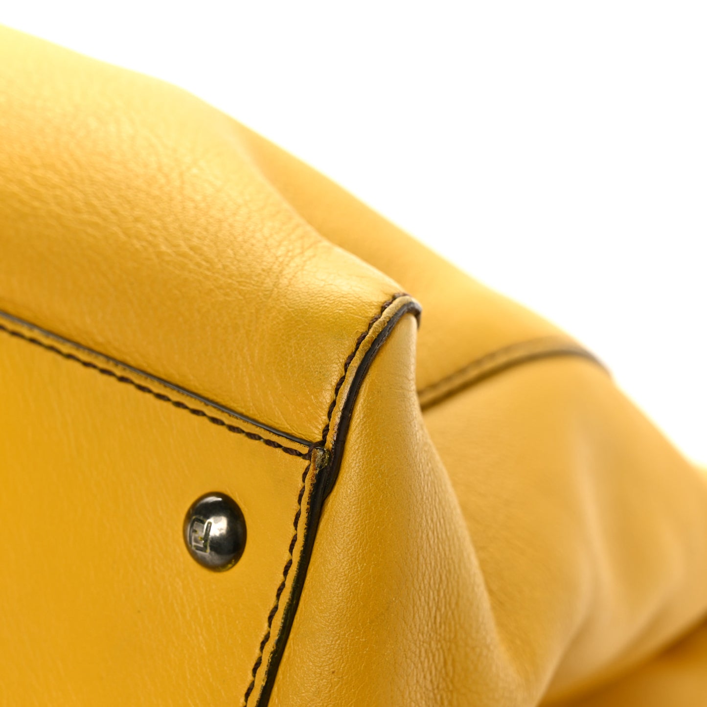 Vitello Zucca Large Peekaboo Iconic Satchel Yellow Tobacco