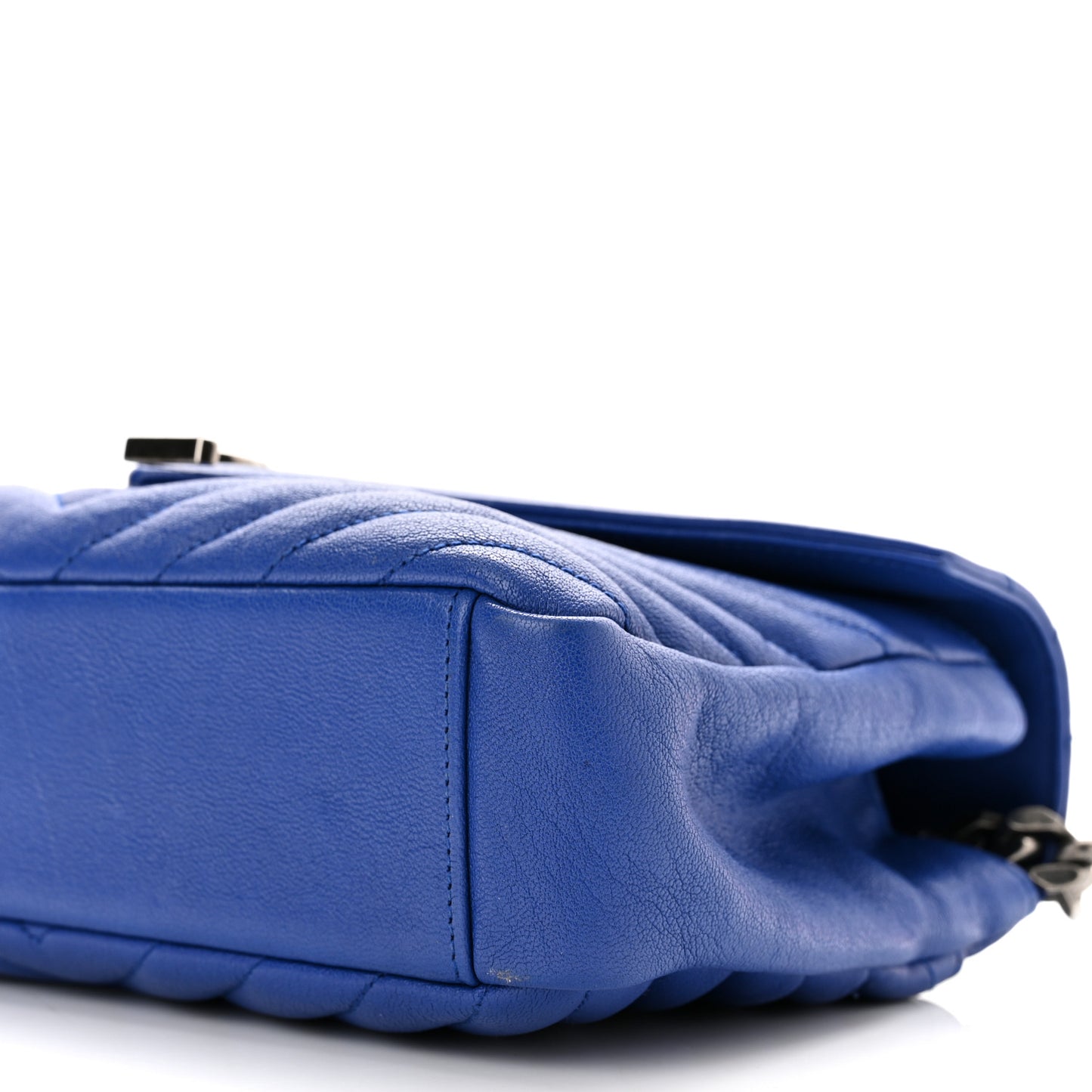 Sheepskin Matelasse Chevron Monogram Medium College Bag Royal Blue