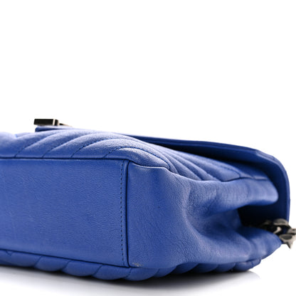 Saint Laurent Sheepskin Matelasse Chevron Monogram Medium College Bag Royal Blue 10 of 11