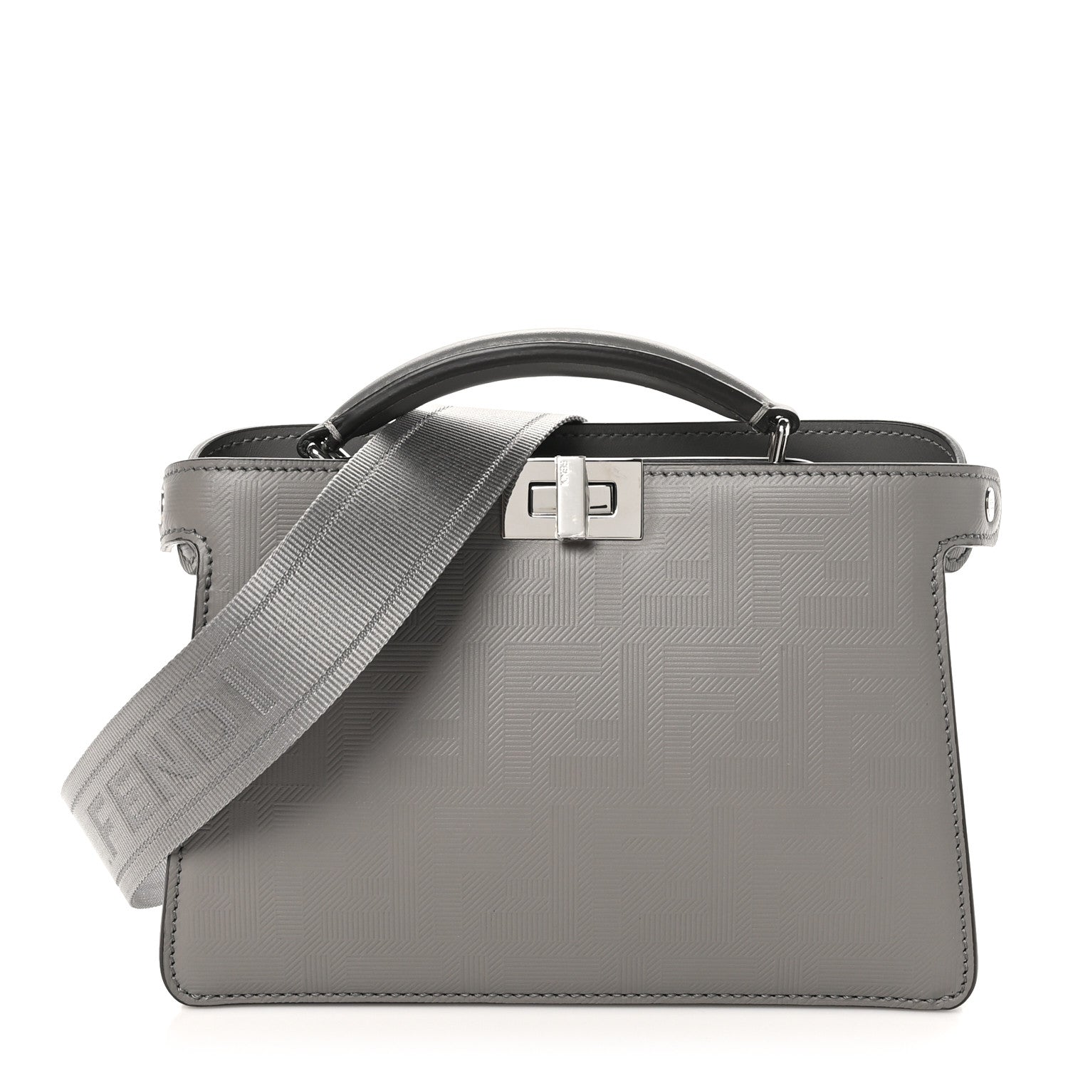 Fendi Calfskin Striped Texture FF Peekaboo I See U X Cross Satchel Moon Argilla 1 of 11
