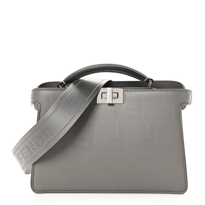 Fendi Calfskin Striped Texture FF Peekaboo I See U X Cross Satchel Moon Argilla 1 of 11