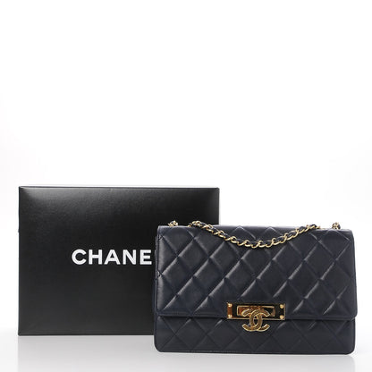 Chanel Lambskin Quilted Large Golden Class Flap Navy 8 of 8