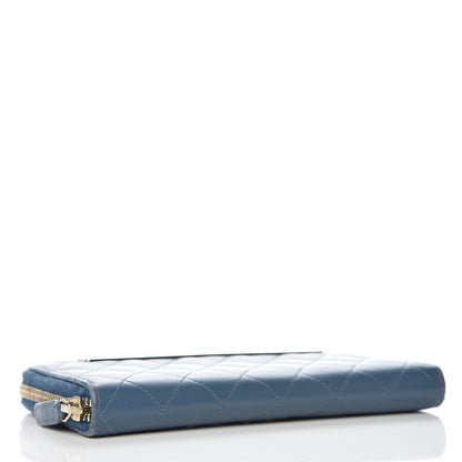 Chanel Lambskin Quilted Large Gusset Trendy CC Zip Around Wallet Blue 4 of 16