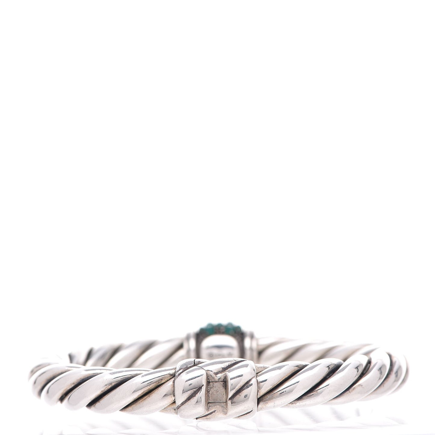 Sterling Silver Green Onyx Cable Berries Center Station Bracelet