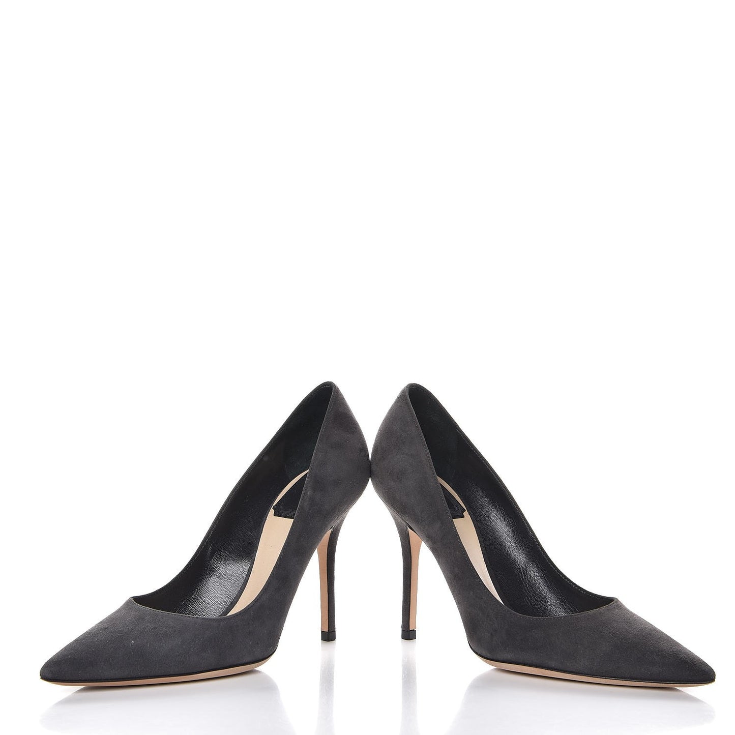 Suede Cherie Pointy Toe 100mm Pumps 35.5 Anthracite