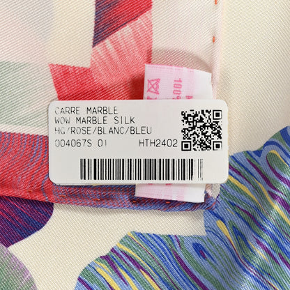 Hermes Silk Wow Marble Scarf 90 Rose White Bleu 3 of 4