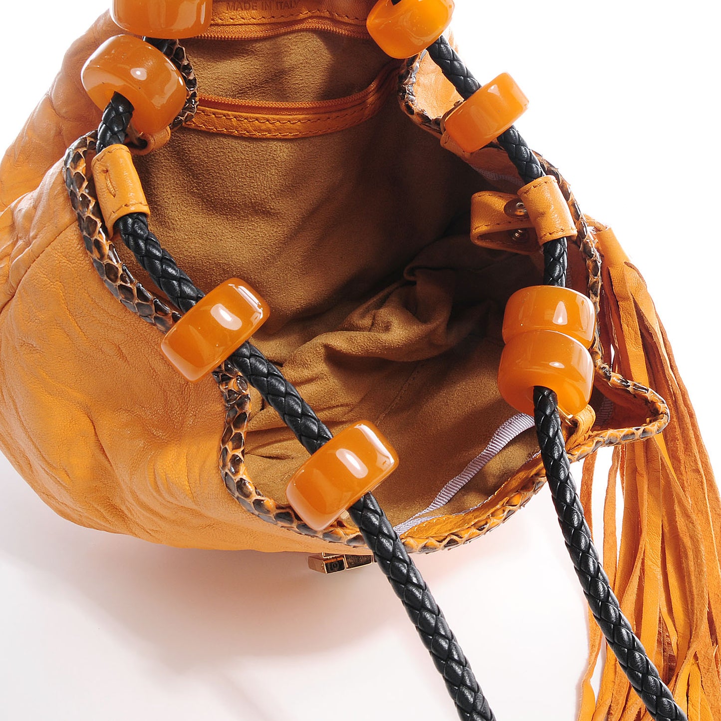 Biker Leather Elaphe Snake Trim Small Robin Bag