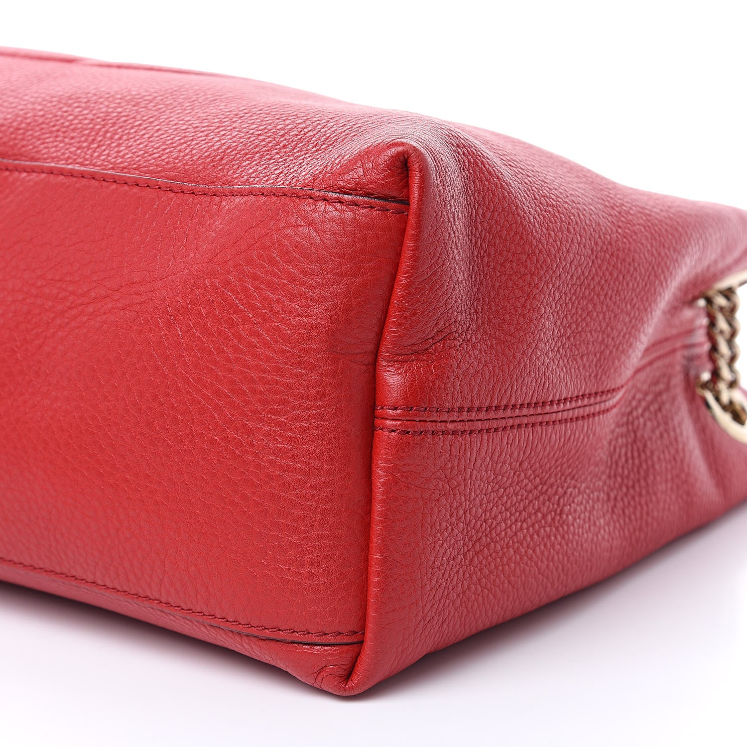 Gucci Pebbled Calfskin Medium Soho Chain Shoulder Bag Tabasco Red 9 of 11