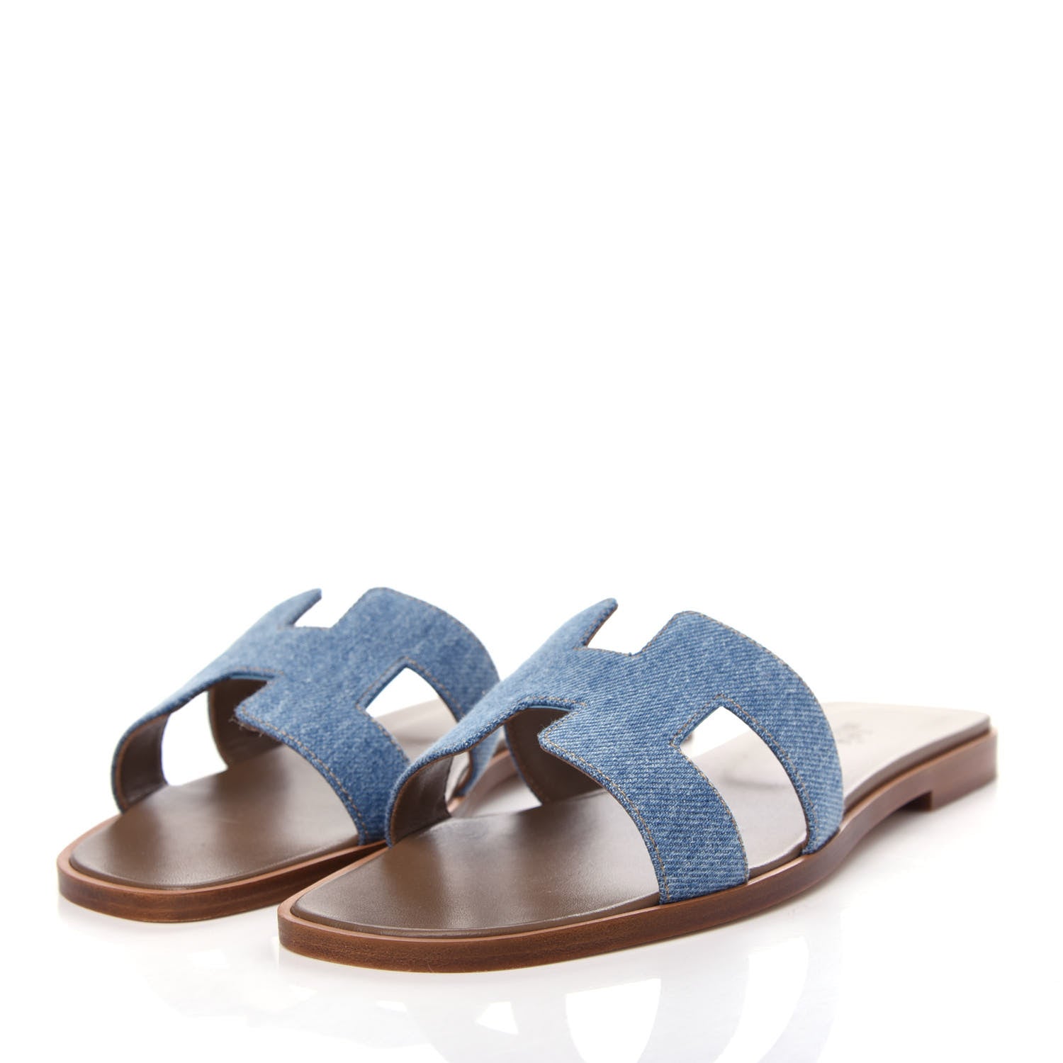 Hermes Denim Canvas Oran Sandals 36.5 Bleu Clair 3 of 11