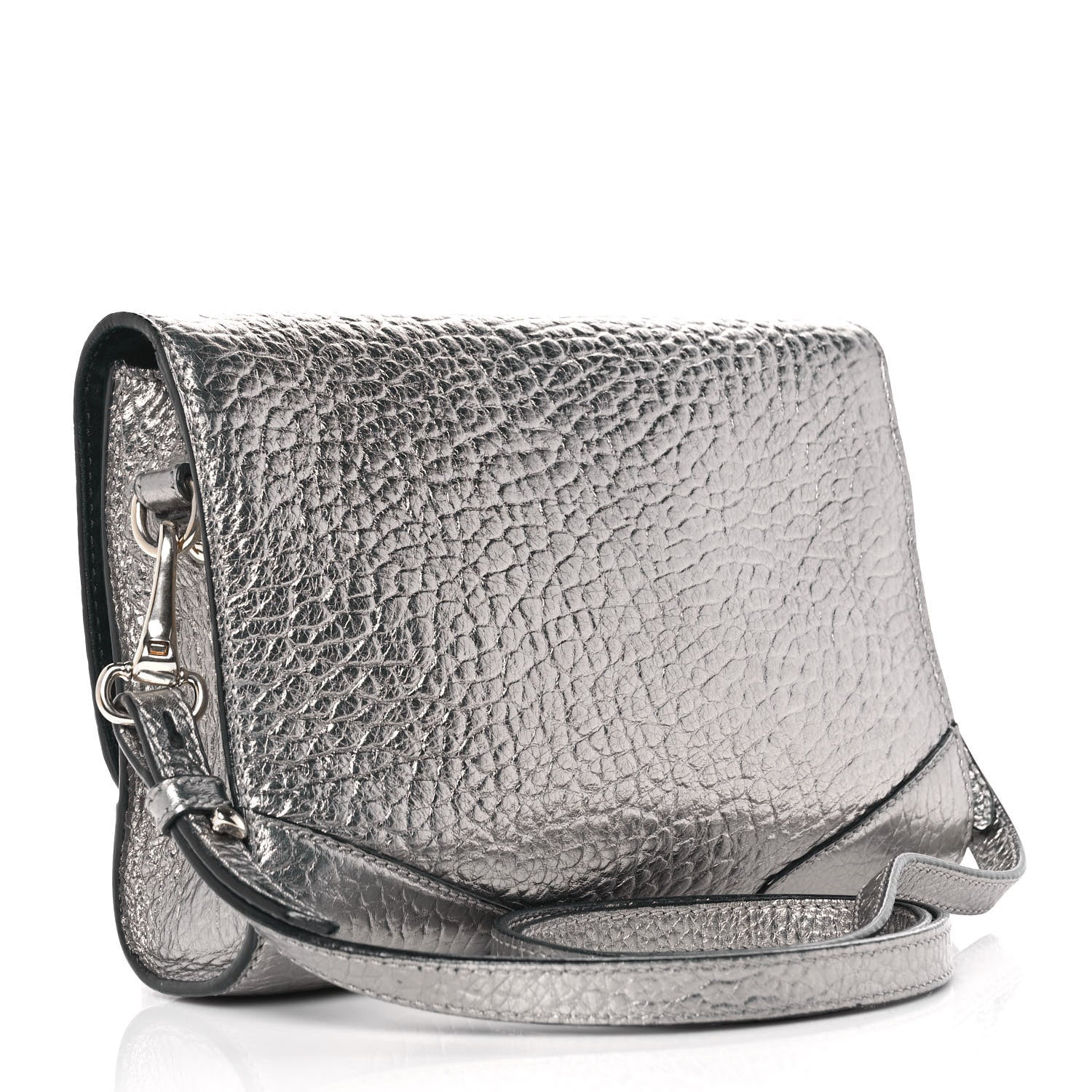 Burberry Metallic Grainy Calfskin Heritage Grain Crossbody Bag Silver 2 of 7