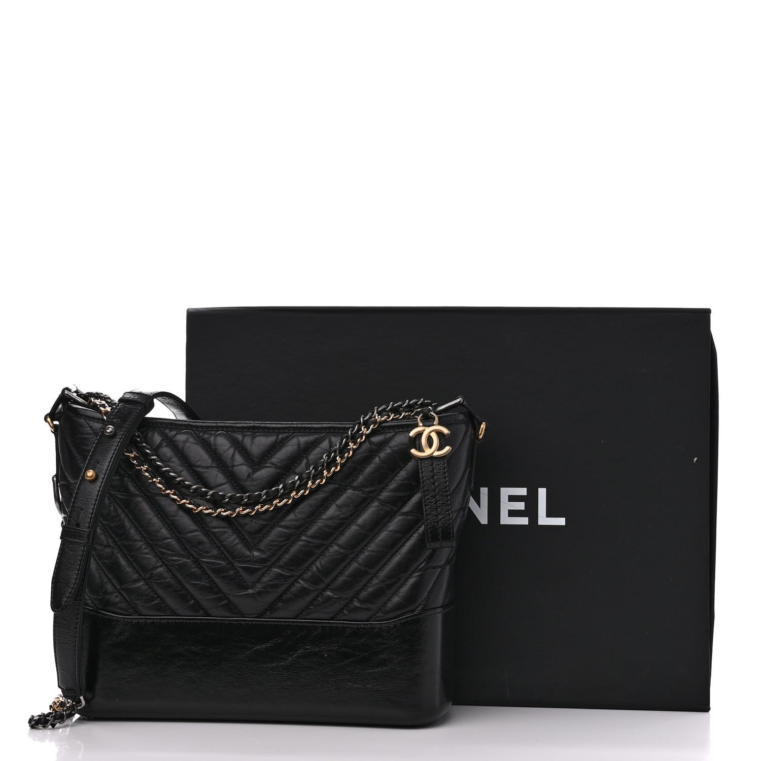 Chanel Aged Calfskin Chevron Quilted Medium Gabrielle Hobo Black 11 of 11