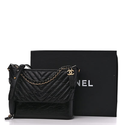 Chanel Aged Calfskin Chevron Quilted Medium Gabrielle Hobo Black 11 of 11